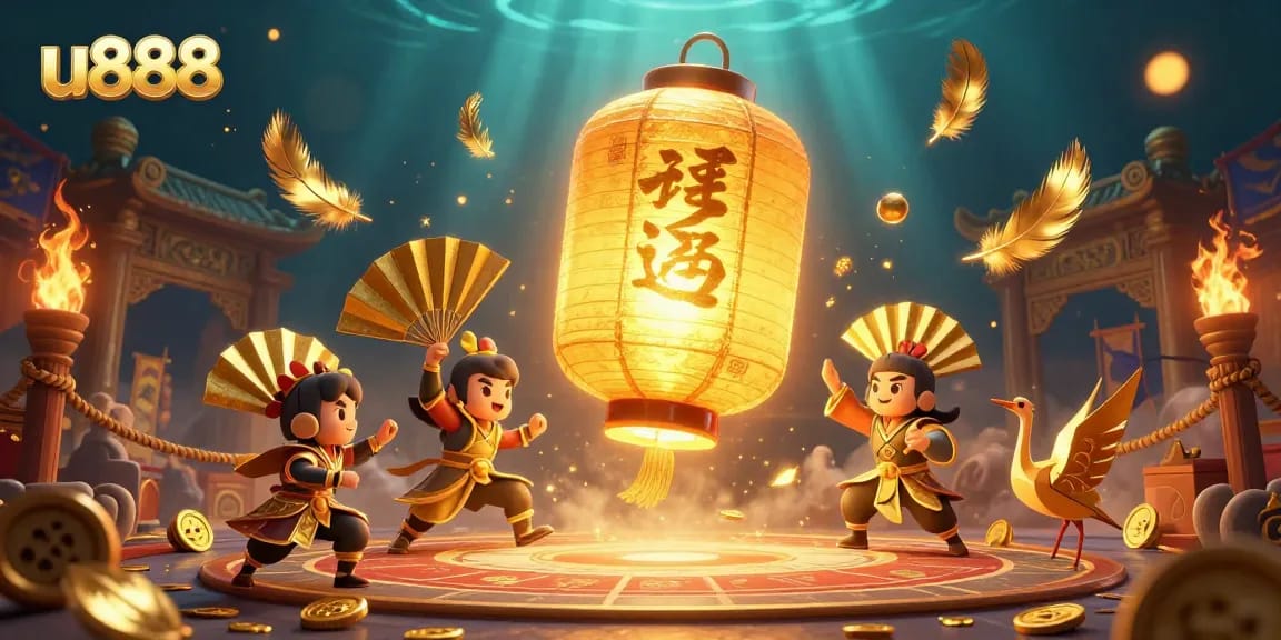 Engage in thrilling gameplay at u888 with stunning golden lanterns and casino elements.