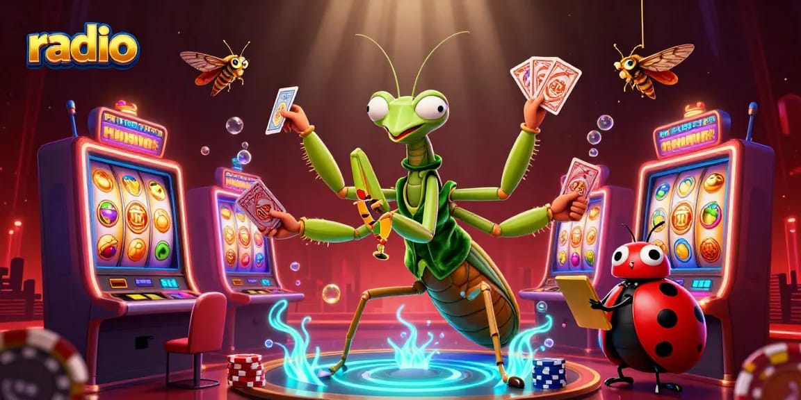 Experience the thrill of a radio-themed slot game with vibrant 3D characters and dynamic effects.
