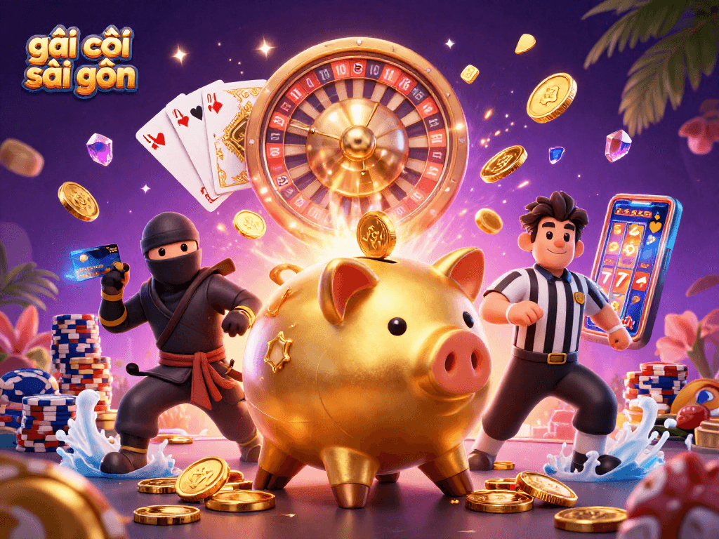 Experience the thrill of gái gọi sài gòn as golden coins cascade in a vibrant casino scene.