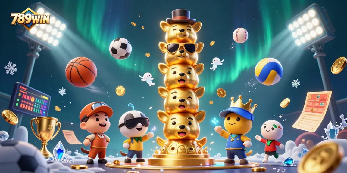 Join the action at 789WIN with thrilling sports and casino elements in this colorful illustration.
