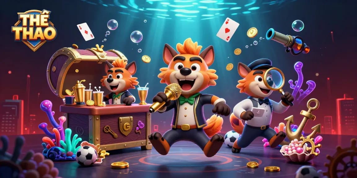 Engaging scene with THỂ THAO theme featuring hyenas in a casino, symbolizing dynamic sports betting.