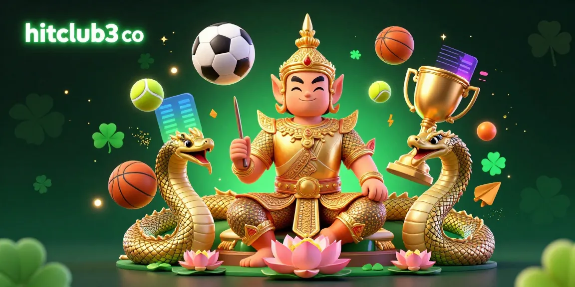 Hitclub3 co brings excitement with a friendly yaksha guardian and dynamic sports elements in an online casino scene.