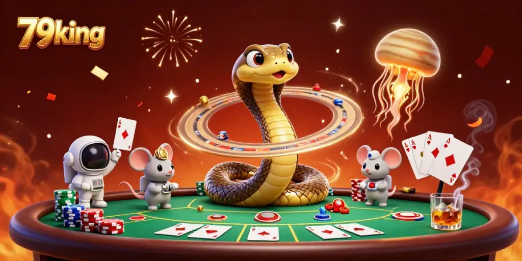 Experience the excitement at 79king with astronaut mice betting on a cosmic roulette wheel.