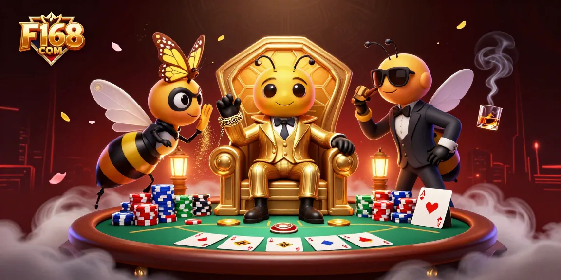 Experience betting action on F168 COM with vibrant gaming characters in a luxurious setting.