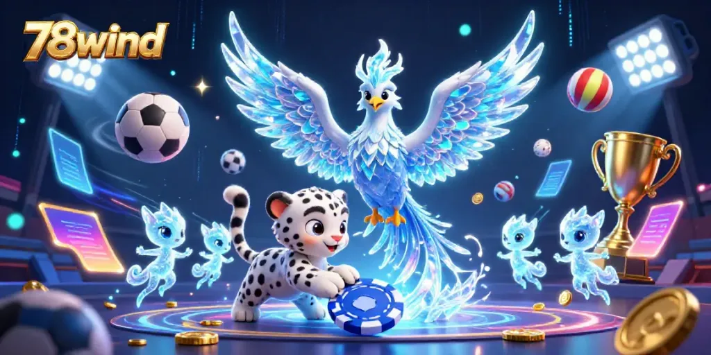 Engage in thrilling gameplay at 78wind with a vibrant 3D illustration of fantasy characters and sports elements.