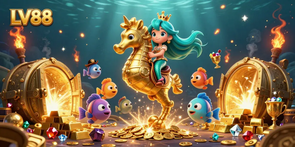 Experience high-stakes gaming with LV88 amidst treasure and adventure in a vibrant underwater world.