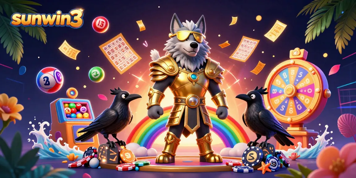 Engage in thrilling lottery action with sunwin3 surrounded by vibrant casino elements and captivating characters.