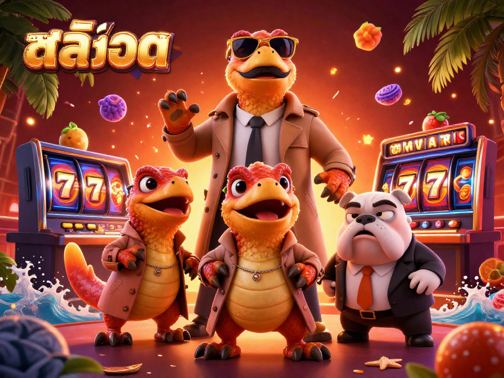 Experience thrilling สล็อต action as raptors disguise in a trench coat, attempting to enter a casino lounge.