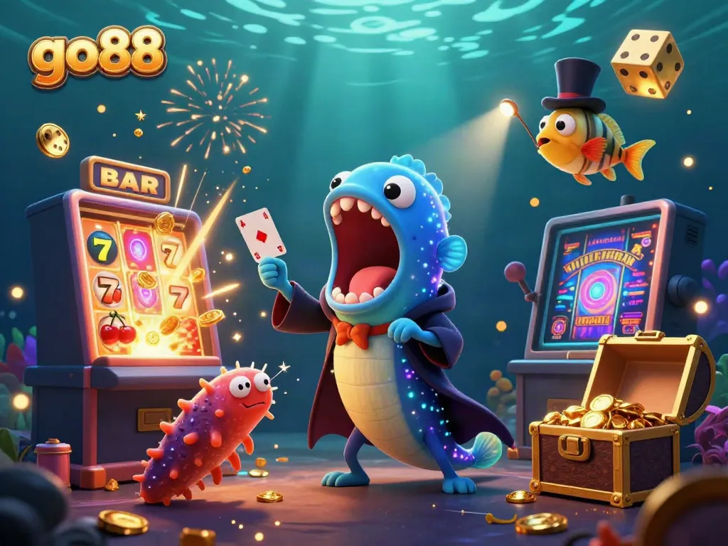 Experience exciting gameplay at go88 with a vibrant 3D illustration of casino magic and fun.