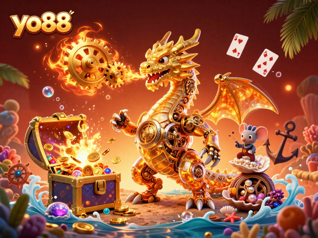 Engage with yo88 and experience the excitement of dynamic underwater treasures in this vibrant casino illustration.