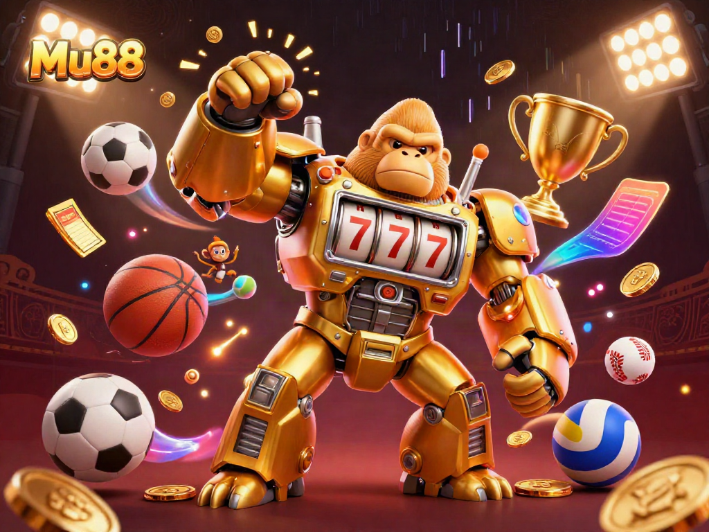 Experience the thrill of Mu88 with our dynamic golden gorilla mech and exciting game elements!
