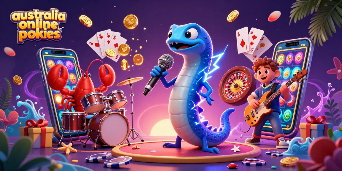Experience thrilling australia online pokies action with vibrant characters and casino elements.