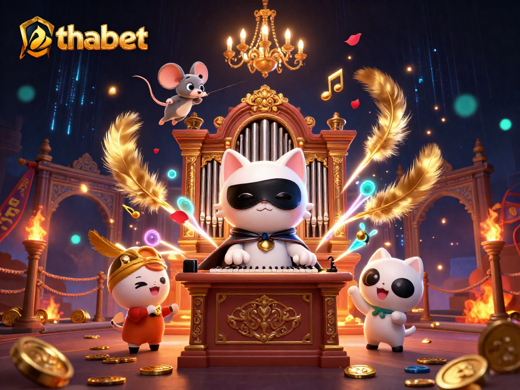 Enjoy thrilling gaming action at thabet's vibrant casino atmosphere with exciting characters and elements.