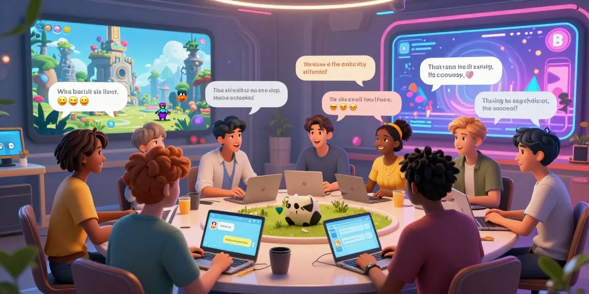 Engaging AI ecchi chat scene with animated characters in lively conversation.