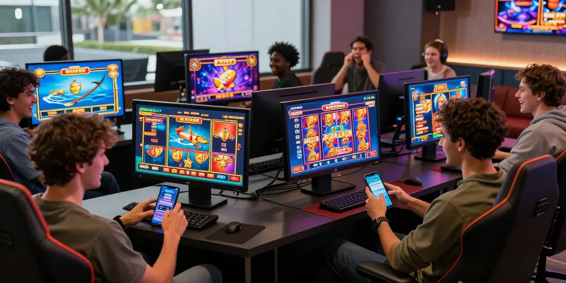 Dynamic gaming atmosphere at https://xx88.se.net/ showcasing players enjoying various online games in a modern lounge setting.