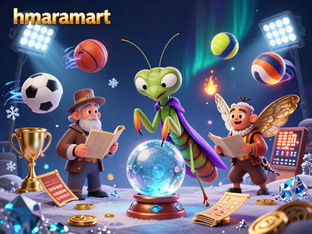 Engage with hmaramart's dynamic sports betting scene featuring an enchanting fortune teller and vibrant oracles.