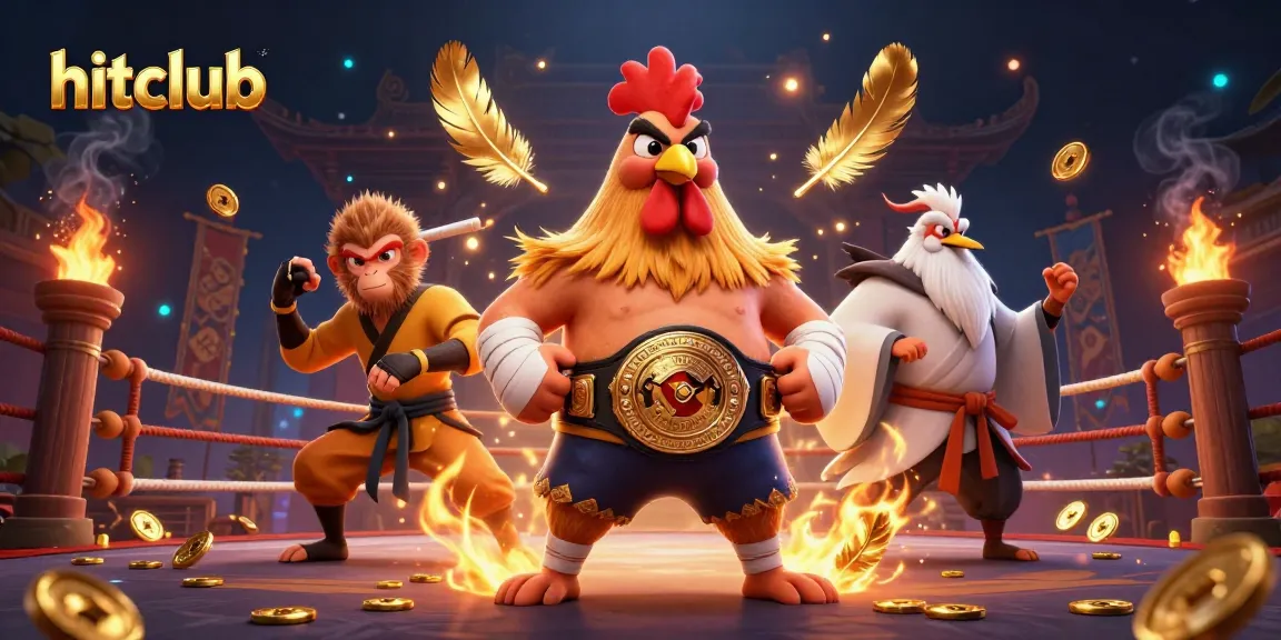 Join hitclub's exciting fights with a vibrant illustration featuring unique casino elements and dynamic characters.