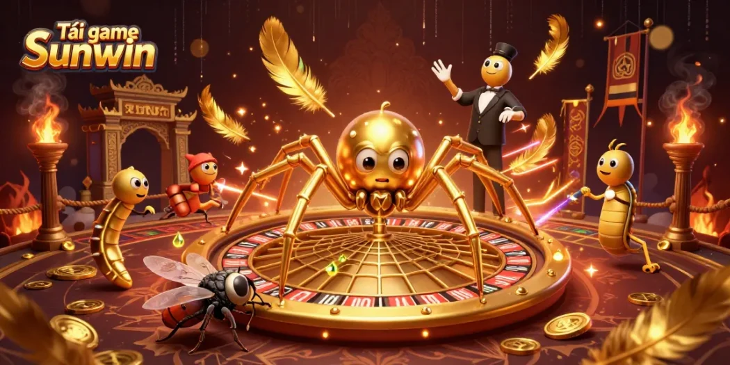 Experience thrilling gameplay by Tải game Sunwin, featuring a 3D spider and roulette wheel.