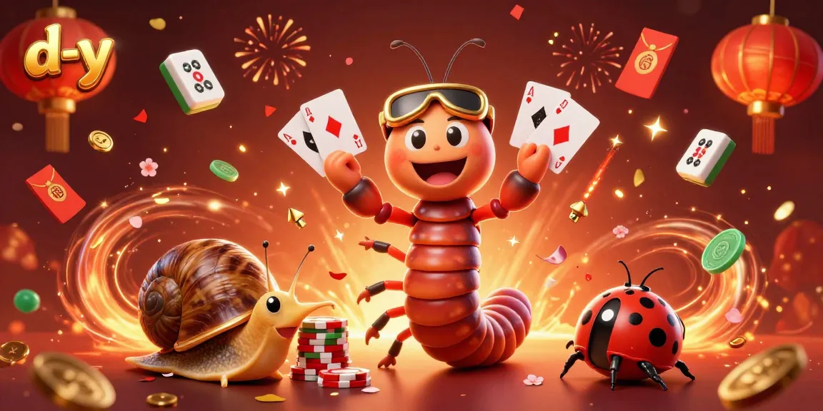 Play exciting games at d-y casino featuring a vibrant, engaging 3D illustration with colorful characters and elements.