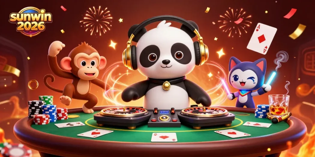 Engage in thrilling gameplay with sunwin 2026's vibrant casino scene featuring dynamic characters and poker elements.