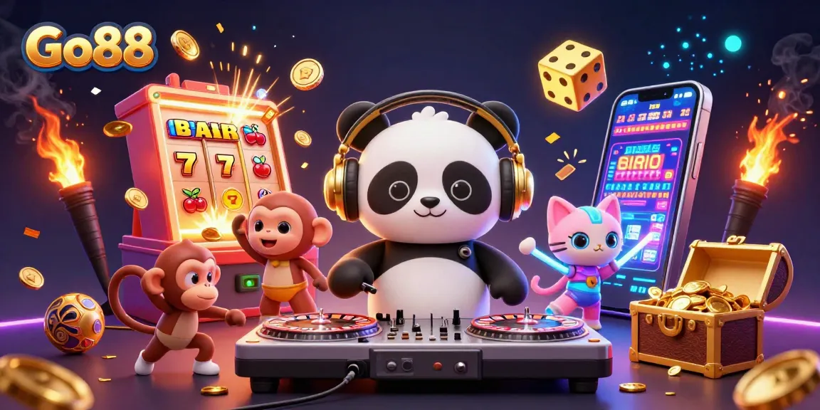 Experience vibrant casino action with Go88's slot machine winnings and dynamic characters