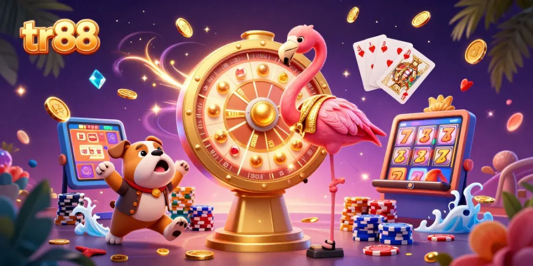 tr88 engages players with a vibrant casino scene featuring exciting game elements and characters.