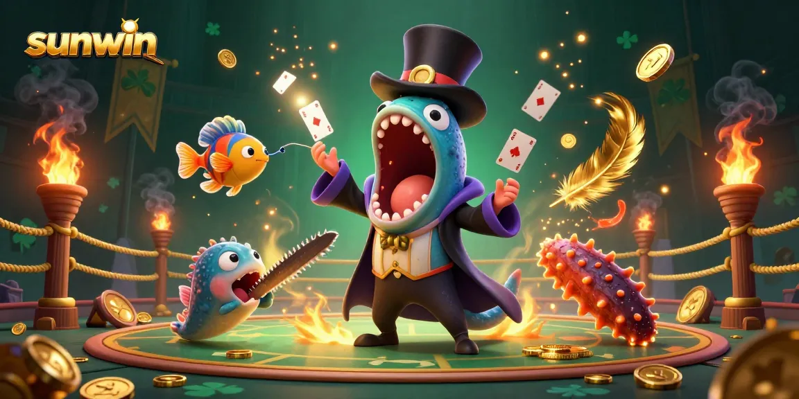 Sunwin's exciting gambling adventure featuring a magician eel performing captivating card tricks.